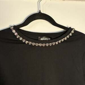 Bailey/44 Women's Black T-Shirt with Rhinestone Embellished Collar 008-0012